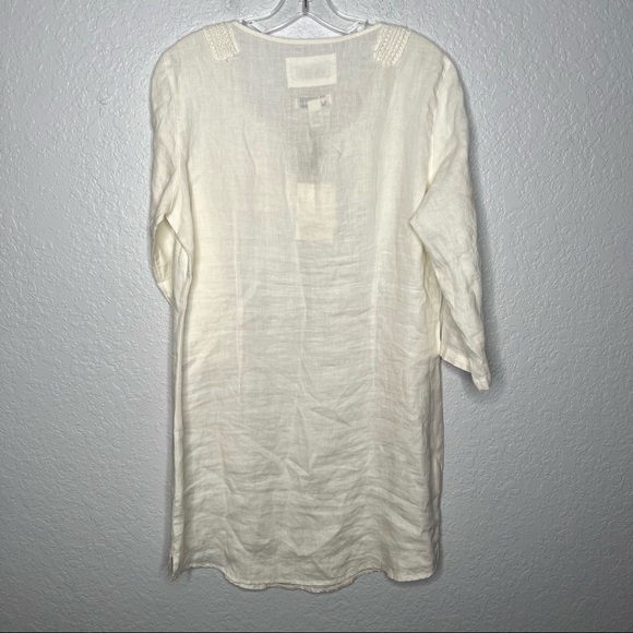 Malvin Hamburg-Germany I love Linen White 3/4 Sleeve Shirt Dress Large NWT Light - Picture 9 of 9